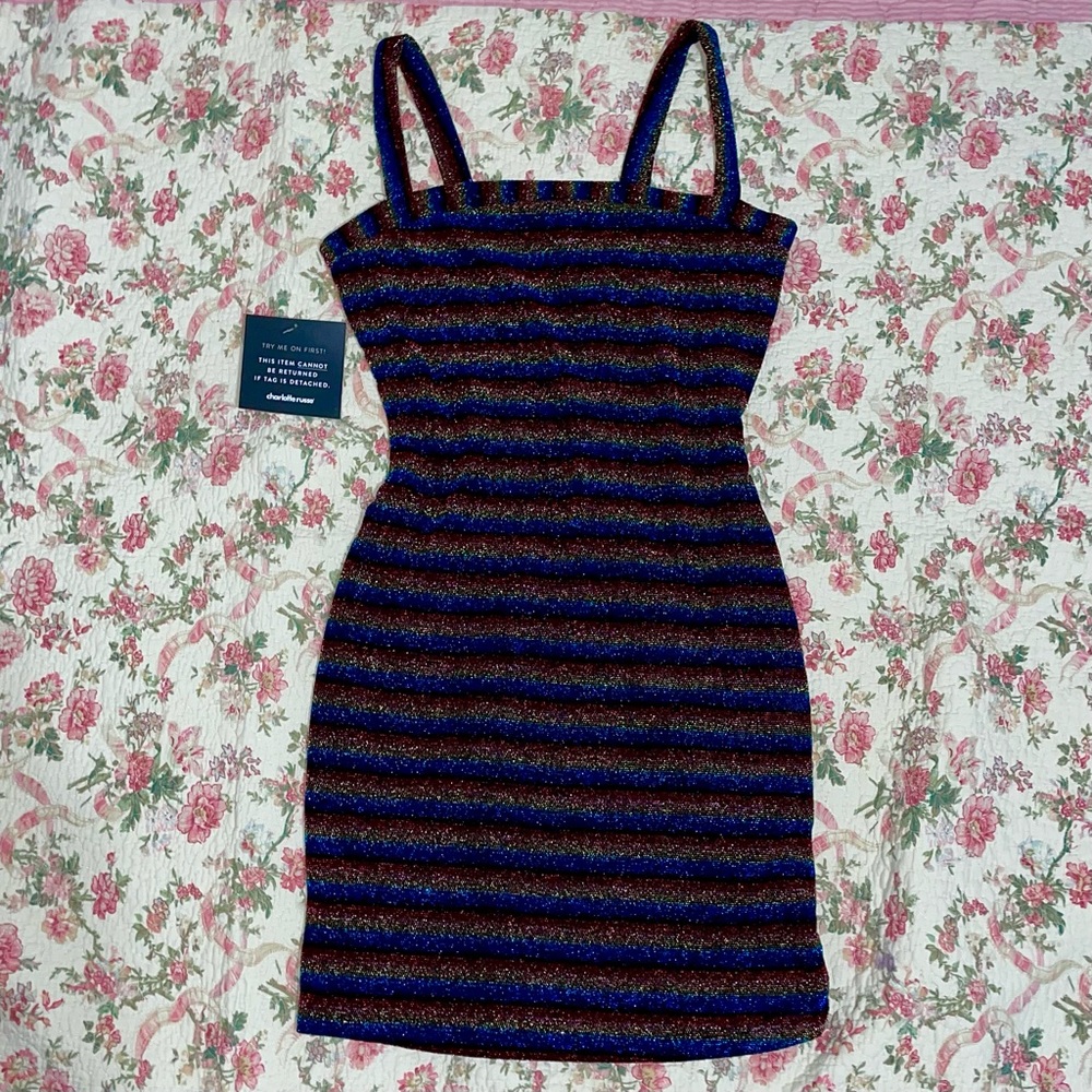Sparkly rainbow mini dress